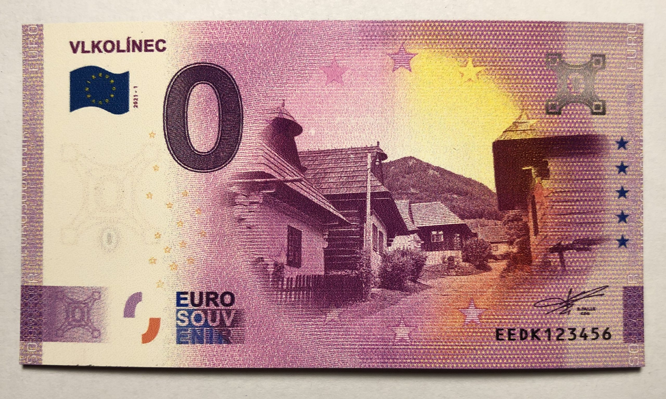 Magnetka s motívom 0 Euro Souveníru Vlkolínec