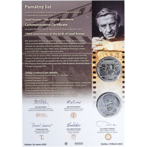 PAMÄTNÝ LIST 10€ / 2024 – JOZEF KRONER