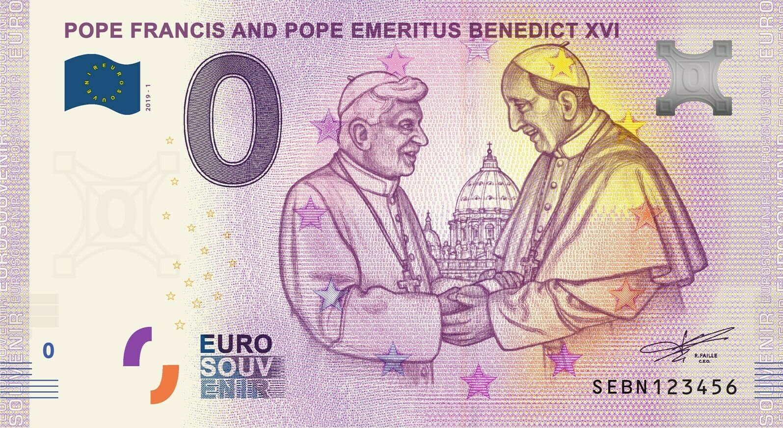 Pope-Francis-and-Pope-Emeritus-Benedict-XVI-2019-1-0-euro-souvenir-banknote-zero-euro