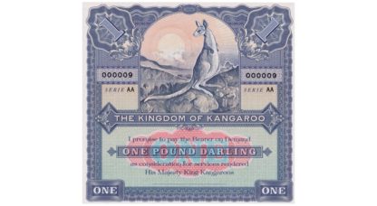 GÁBRIŠOVKA – ONE POUND DARLING – The kingdom of kangaroo / Kráľovstvo kengúr (séria AA) - predná strana