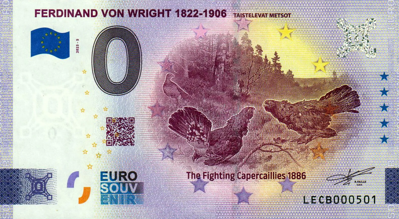 Ferdinand-Von-Wright-1822-1906-2023-5-0-euro-souvenir-banknotes-finland FERDINAND VON WRIGHT 1822-1906 / 2023-5