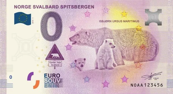 Norge-Svalbard-Spitsbergen-2019-1-0-euro-souvenir-banknote-600x328 NORGE SVALBARD SPITSBERGEN 2019-1