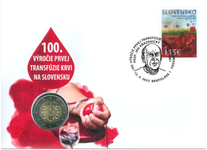 NUMIZMATICKÁ OBÁLKA: 100. VÝROČIE PRVEJ TRANSFÚZIE KRVI NA SLOVENSKU