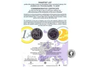 Pamätný list 10 EURO/2019 – Zavedenie eura v Slovenskej republike – 10. výročie