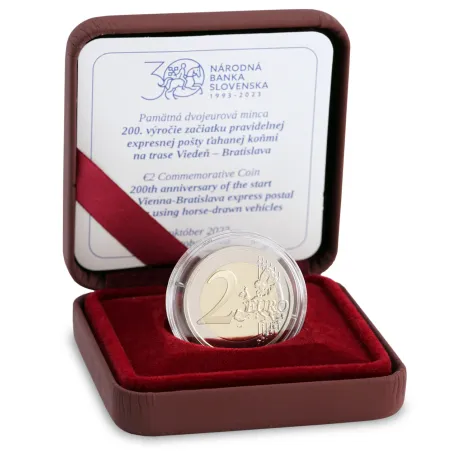 2€ PROOF -2023 – Začiatok pravidelnej expresnej pošty ťahanej koňmi na trase Viedeň – Bratislava – 200.výročie