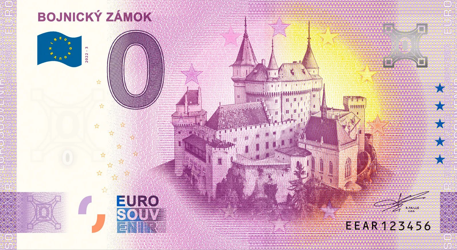 Bojnicky-zamok-2022-3-0-euro-souvenir-bankovka-slovensko BOJNICKÝ ZÁMOK 2022-3