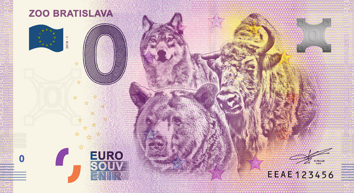 0 Euro Souvenir bankovka - ZOO BRATISLAVA 2018-1
