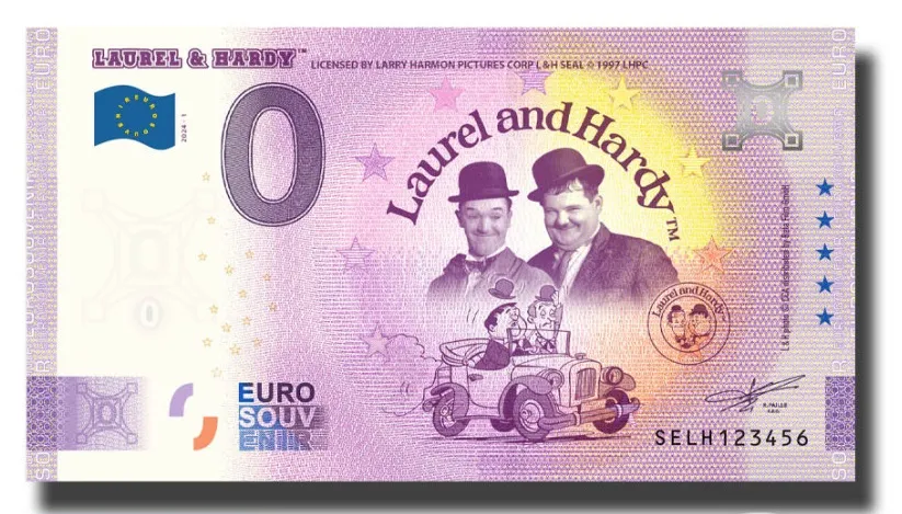 0-euro-souvenir-banknote-laurel-hardy-italy-selh-2024-1 LAUREL & HARDY 2024 – Taliansko
