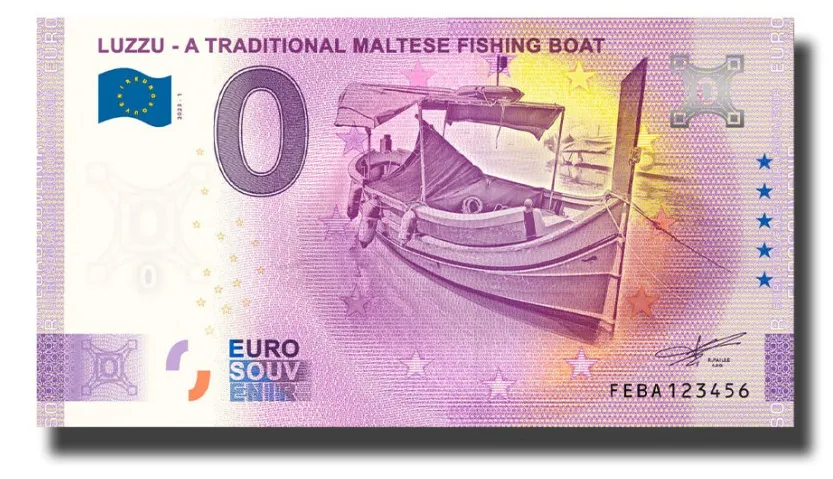 0-euro-souvenir-banknote-luzzu-a-traditional-maltese-fishing-boat-malta-feba-2023-1 LUZZU – A TRADITIONAL MALTESE FISHING BOAT 2023-1
