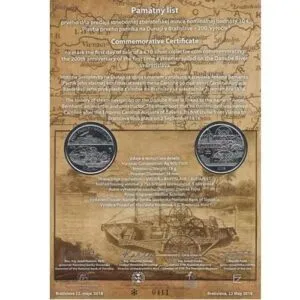 Pamätný list 10 EURO/2018 - Plavba prvého parníka na Dunaji v Bratislave - 200. výročie