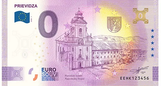0-euro-souvenir-sk-Prievidza-golden PRIEVIDZA 2026-1 so zlatým hologramom